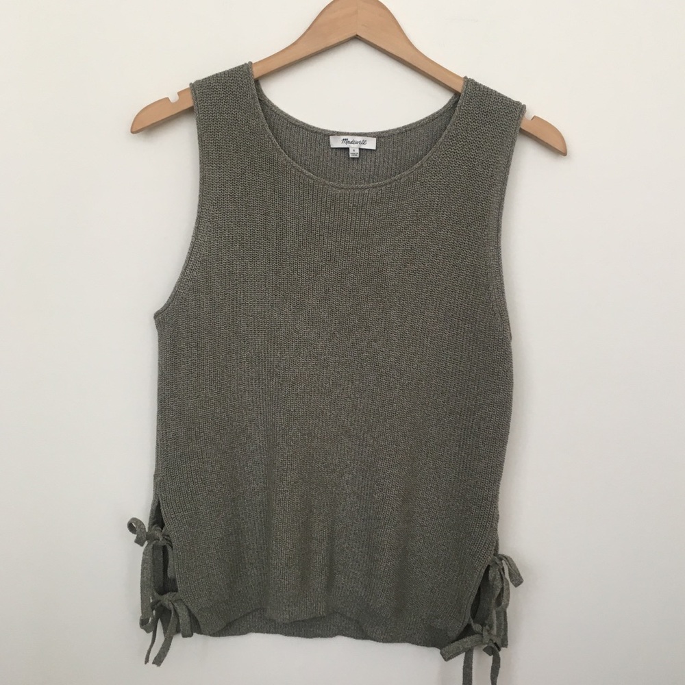 Madewell Side Tie Sweater in Heathered Green